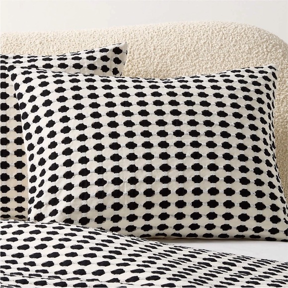 2 CB2 Crate & Barrel Estela Black White STANDARD Pillow Shams Embroidered Woven - Picture 1 of 9